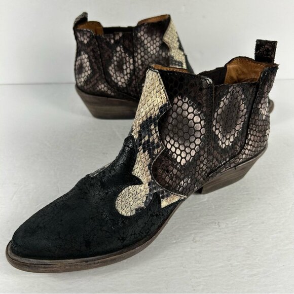 💕 vera cruz Snakeskin Patterned western Ankle Boots leather 37 - Picture 4 of 9